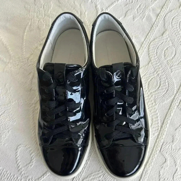 ECCO Soft 7 Womens Size 37 (US 6-6.5) Black Patent Leather Casual Sneakers Shoes - Picture 3 of 14